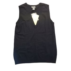 Vest angora cotton blend black size M New with tag sleeveless v neck